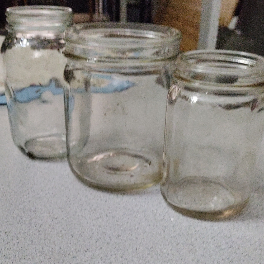 Set of Three Clear Glass Jars